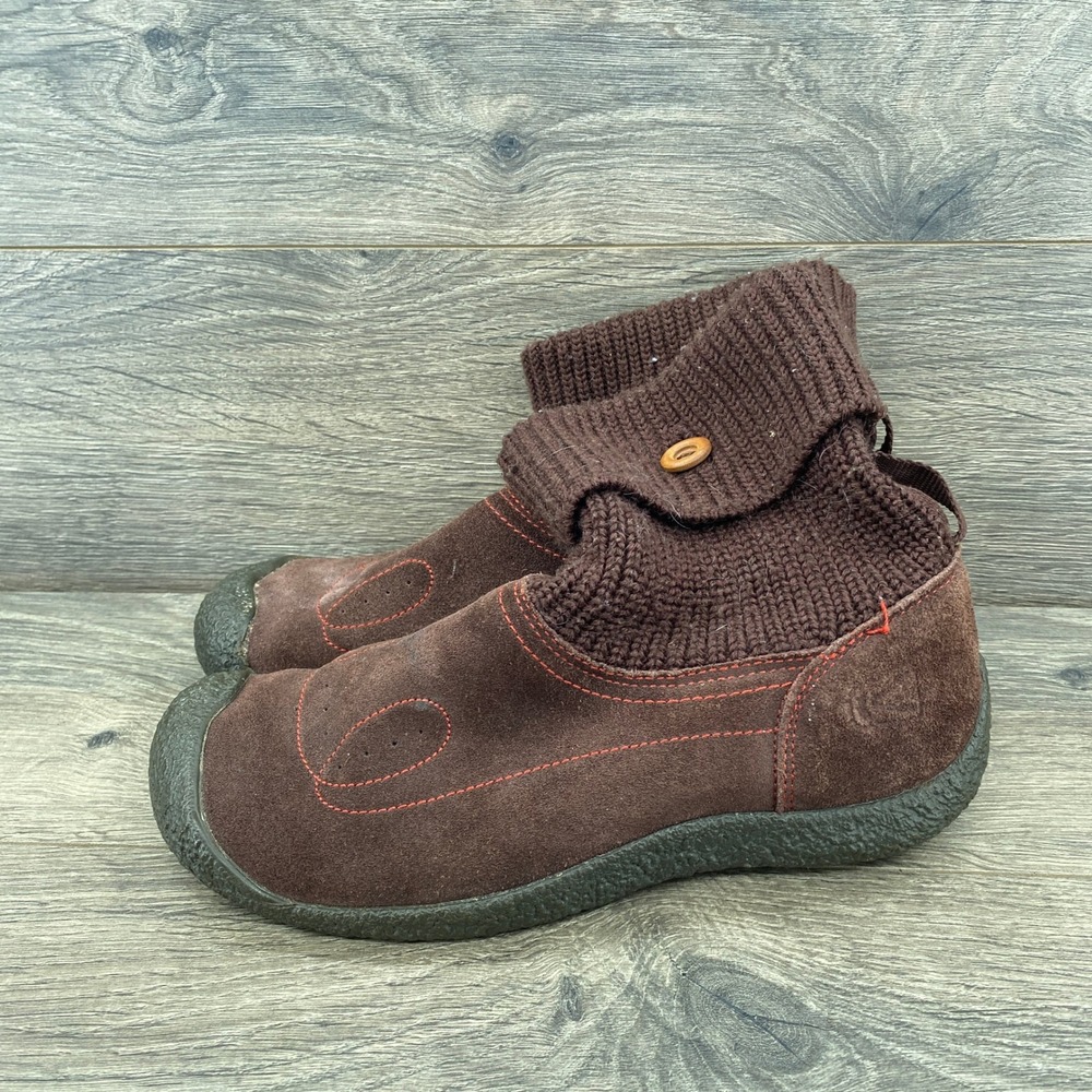 Keen Presidio Ankle Boots Womens 8 Brown Suede Knit Cuff Button Gorpcore
